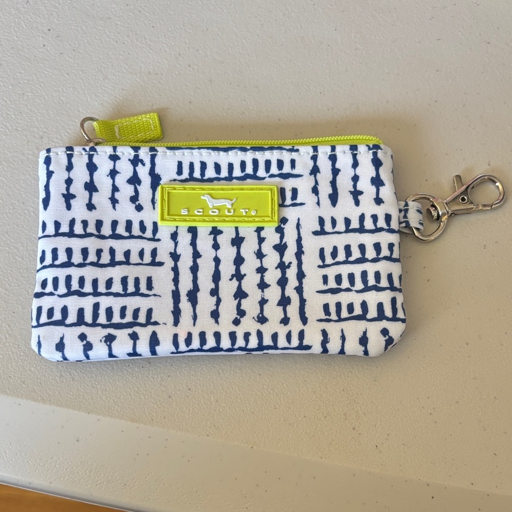 Scout Navy & White Patterned Coin Pouch with Lime Accent